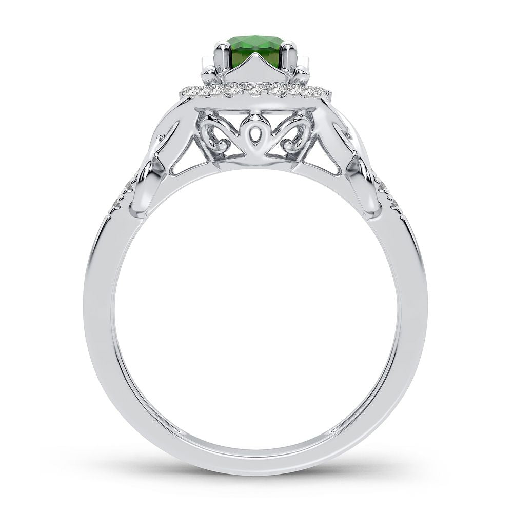 0.16 ct Emerald & Diamond Ring in 14K Gold