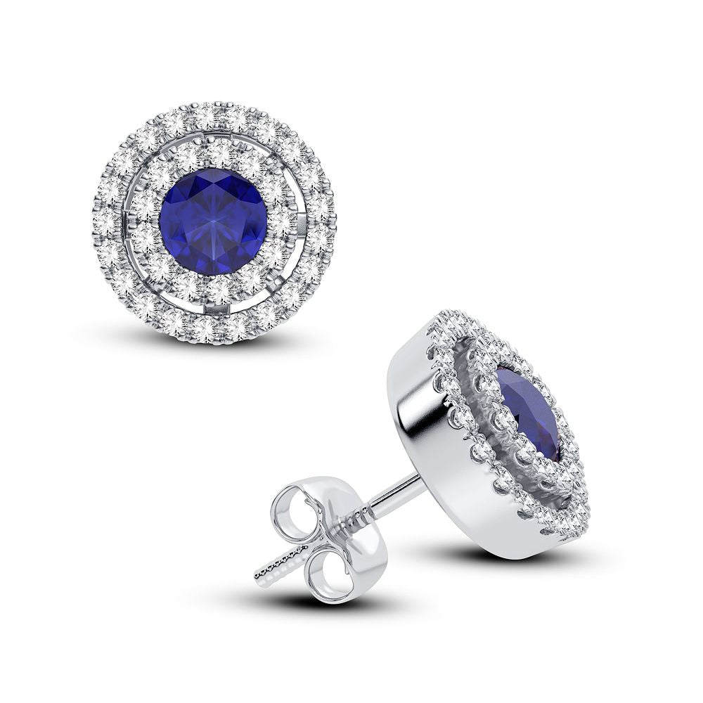 0.28 ct Sapphire & Diamond Earrings in 14K Gold