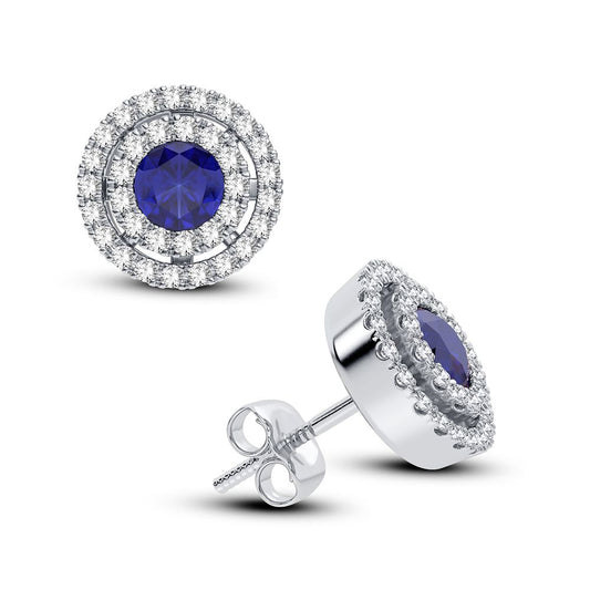 0.28 ct Sapphire & Diamond Earrings in 14K Gold