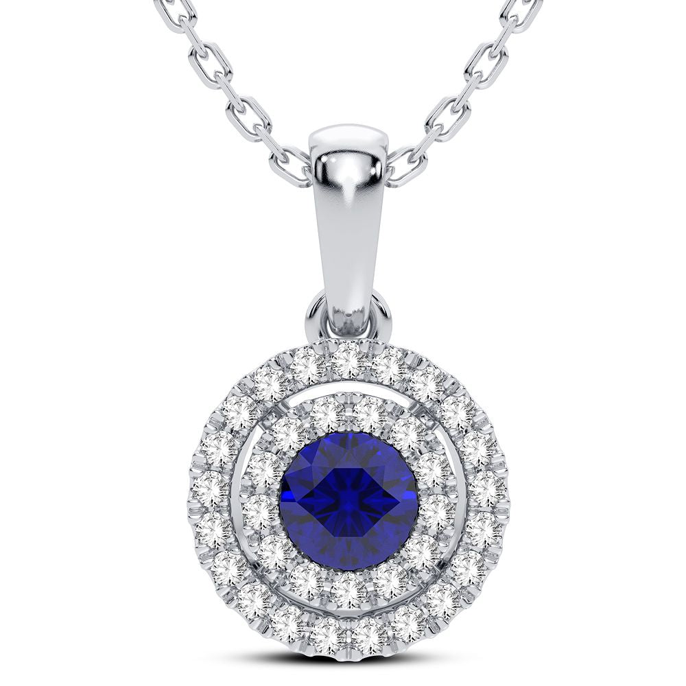 0.14 ct Sapphire & Diamond Pendant in 14K Gold