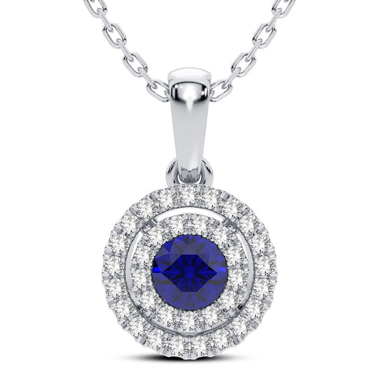 0.14 ct Sapphire & Diamond Pendant in 14K Gold