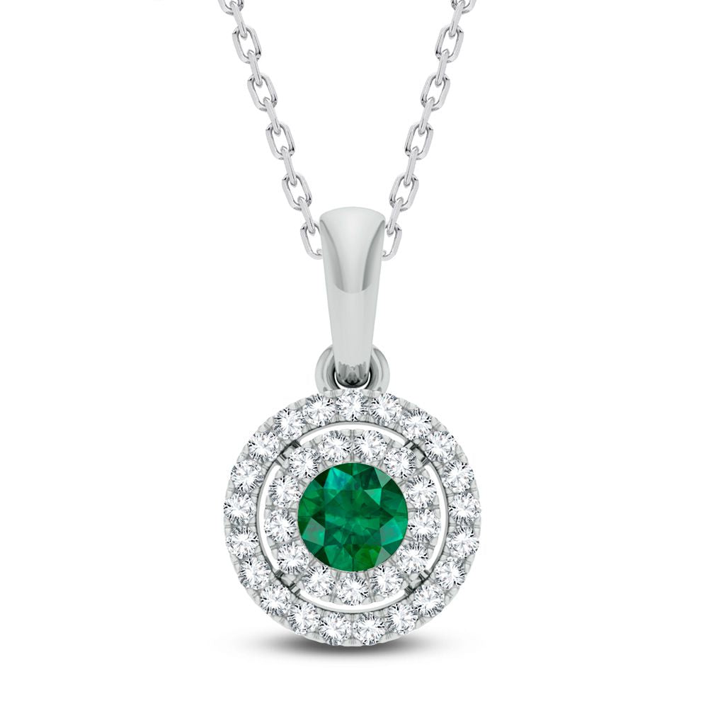 0.14 ct Emerald & Diamond Pendant in 14K Gold