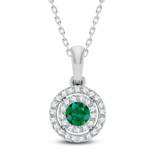 0.14 ct Emerald & Diamond Pendant in 14K Gold