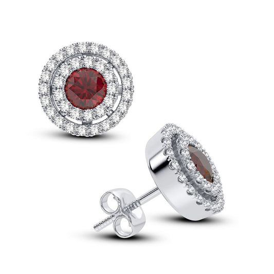 0.28 ct Ruby & Diamond Earrings in 14K Gold