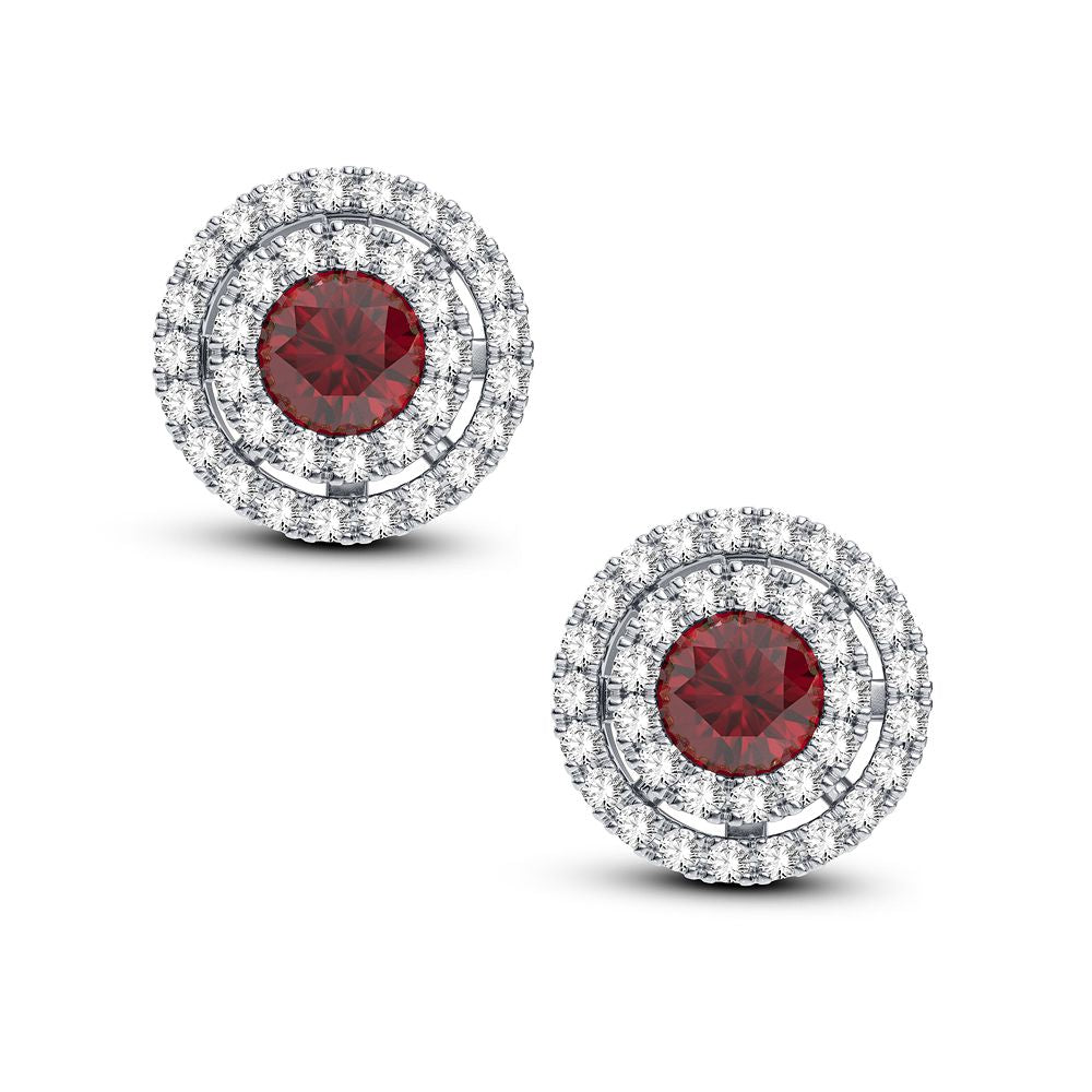 0.28 ct Ruby & Diamond Earrings in 14K Gold