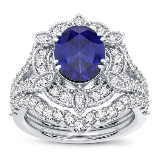 0.90 ct Sapphire & Diamond Ring in 14K Gold