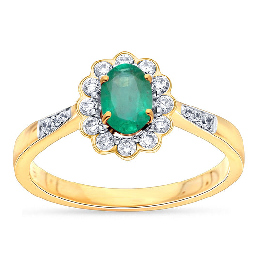 0.22 ct Emerald & Diamond Ring in 14K Gold