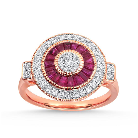 0.36 ct Ruby & Diamond Ring in 14K Gold