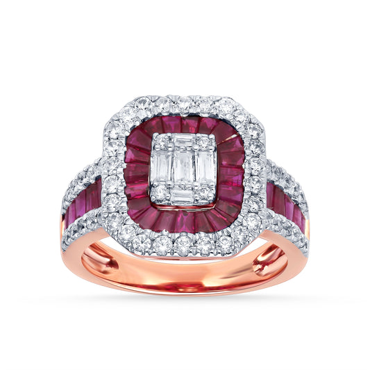 0.93 ct Ruby & Diamond Ring in 14K Gold