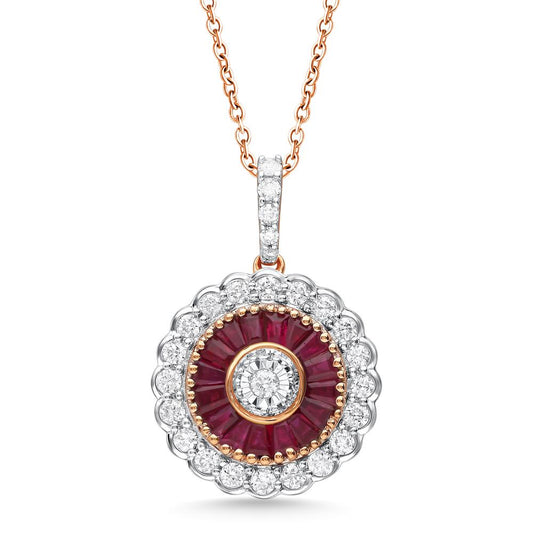 0.41 ct Ruby & Diamond Pendant in 14K Gold