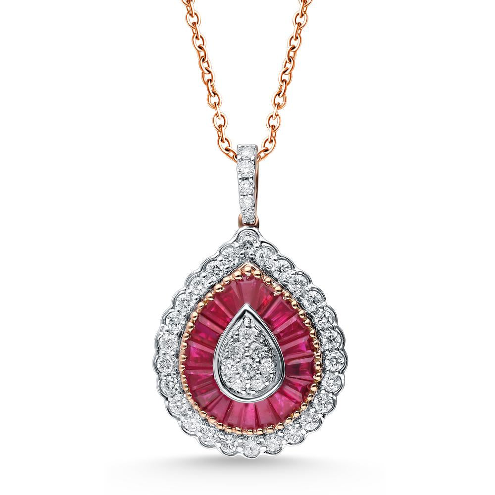 0.60 ct Ruby & Diamond Pendant in 14K Gold