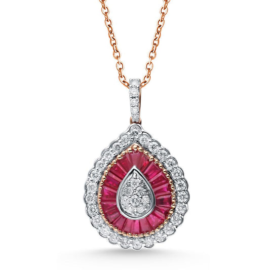 0.60 ct Ruby & Diamond Pendant in 14K Gold