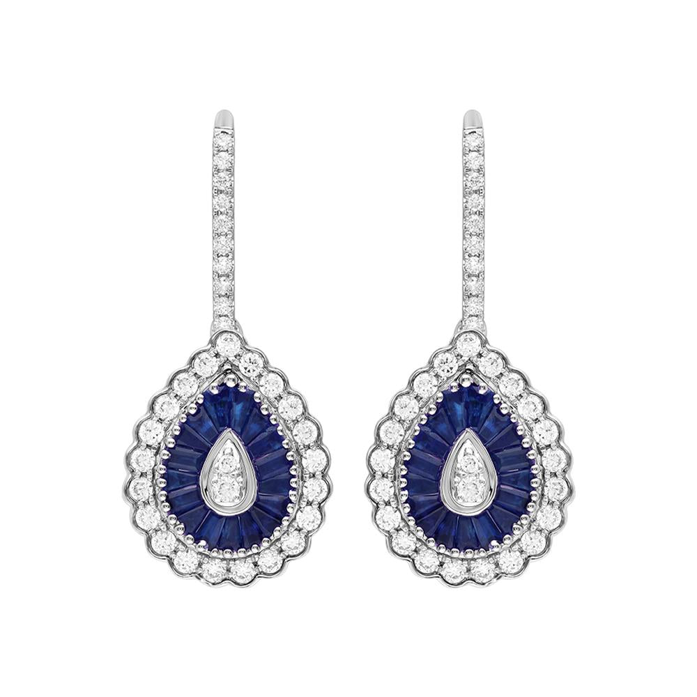 0.99 ct Sapphire & Diamond Earrings in 14K Gold