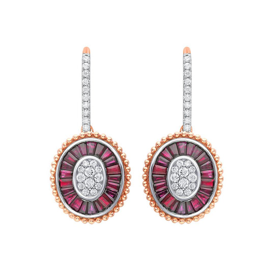0.48 ct Ruby & Diamond Earrings in 14K Gold
