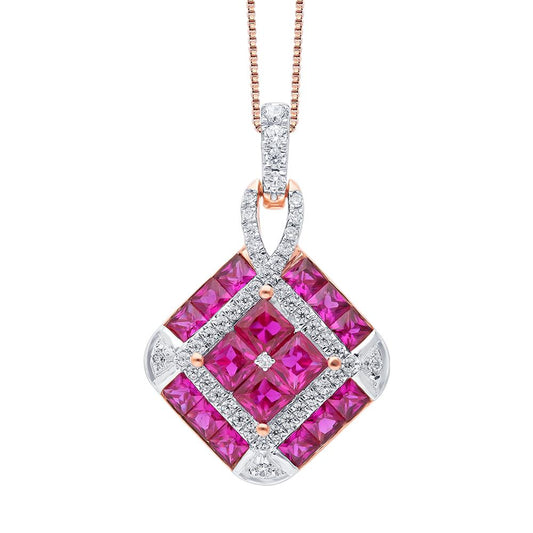0.22 ct Ruby & Diamond Pendant in 14K Gold