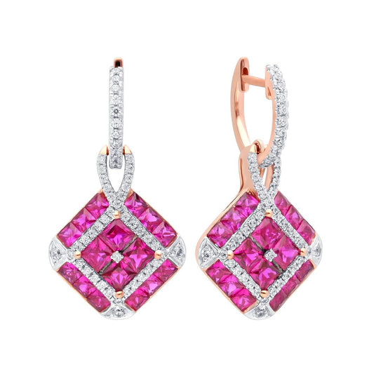 0.46 ct Ruby & Diamond Earrings in 14K Gold