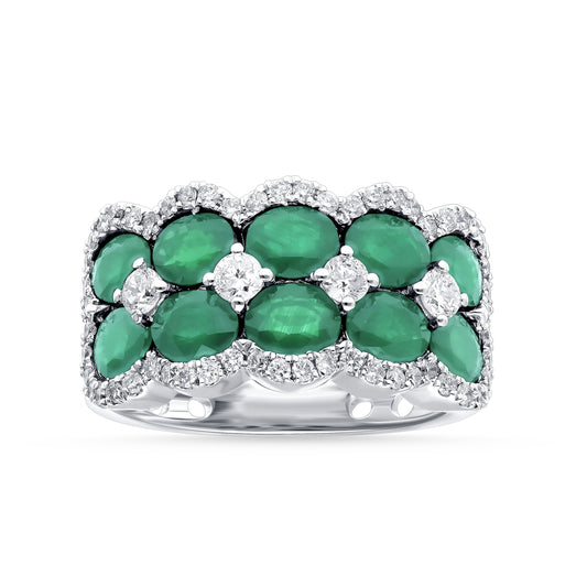 0.69 ct Emerald & Diamond Ring in 14K Gold