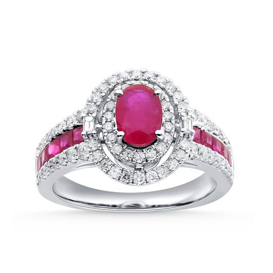 0.59 ct Ruby & Diamond Ring in 14K Gold