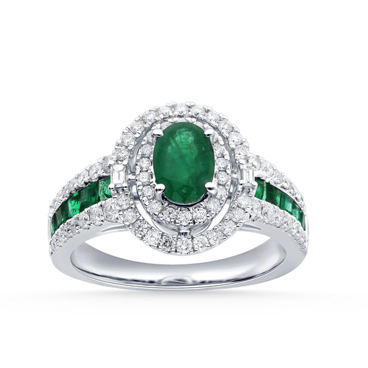 0.58 ct Emerald & Diamond Ring in 14K Gold