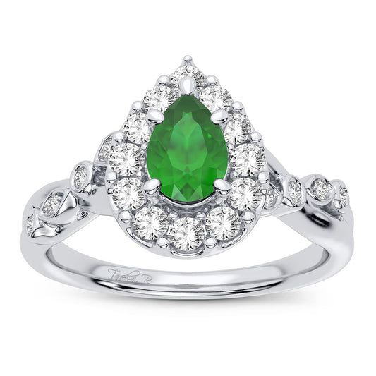 0.27 ct Emerald & Diamond Ring in 14K Gold