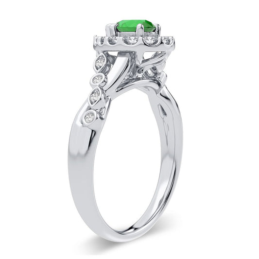 0.27 ct Emerald & Diamond Ring in 14K Gold