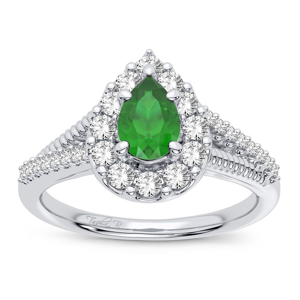 0.33 ct Emerald & Diamond Ring in 14K Gold