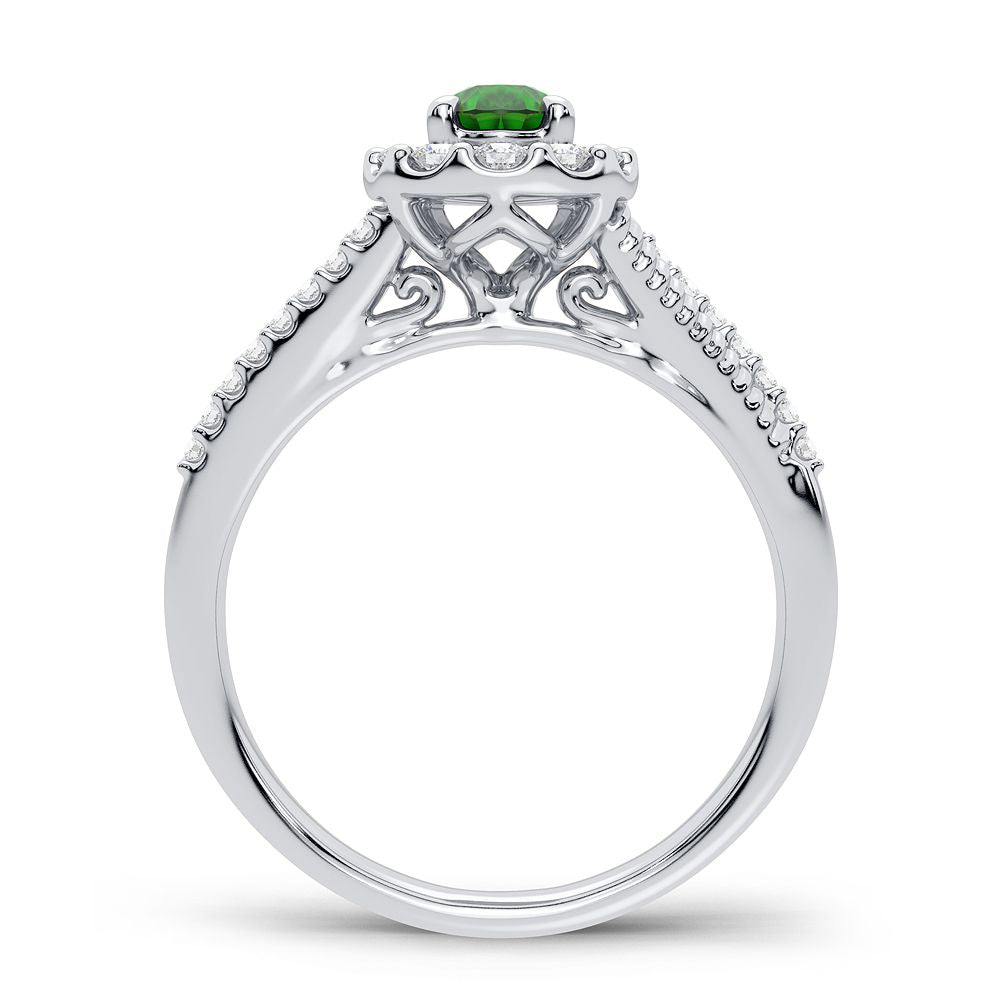 0.33 ct Emerald & Diamond Ring in 14K Gold
