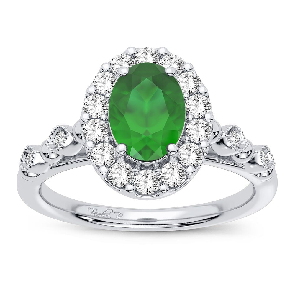 0.28 ct Emerald & Diamond Ring in 14K Gold