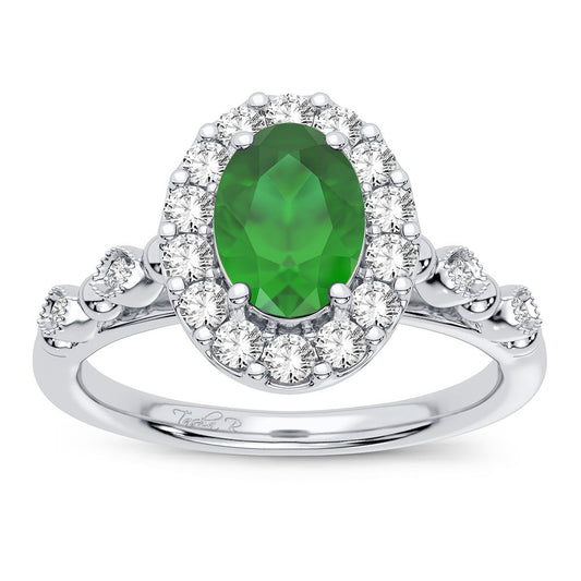0.28 ct Emerald & Diamond Ring in 14K Gold