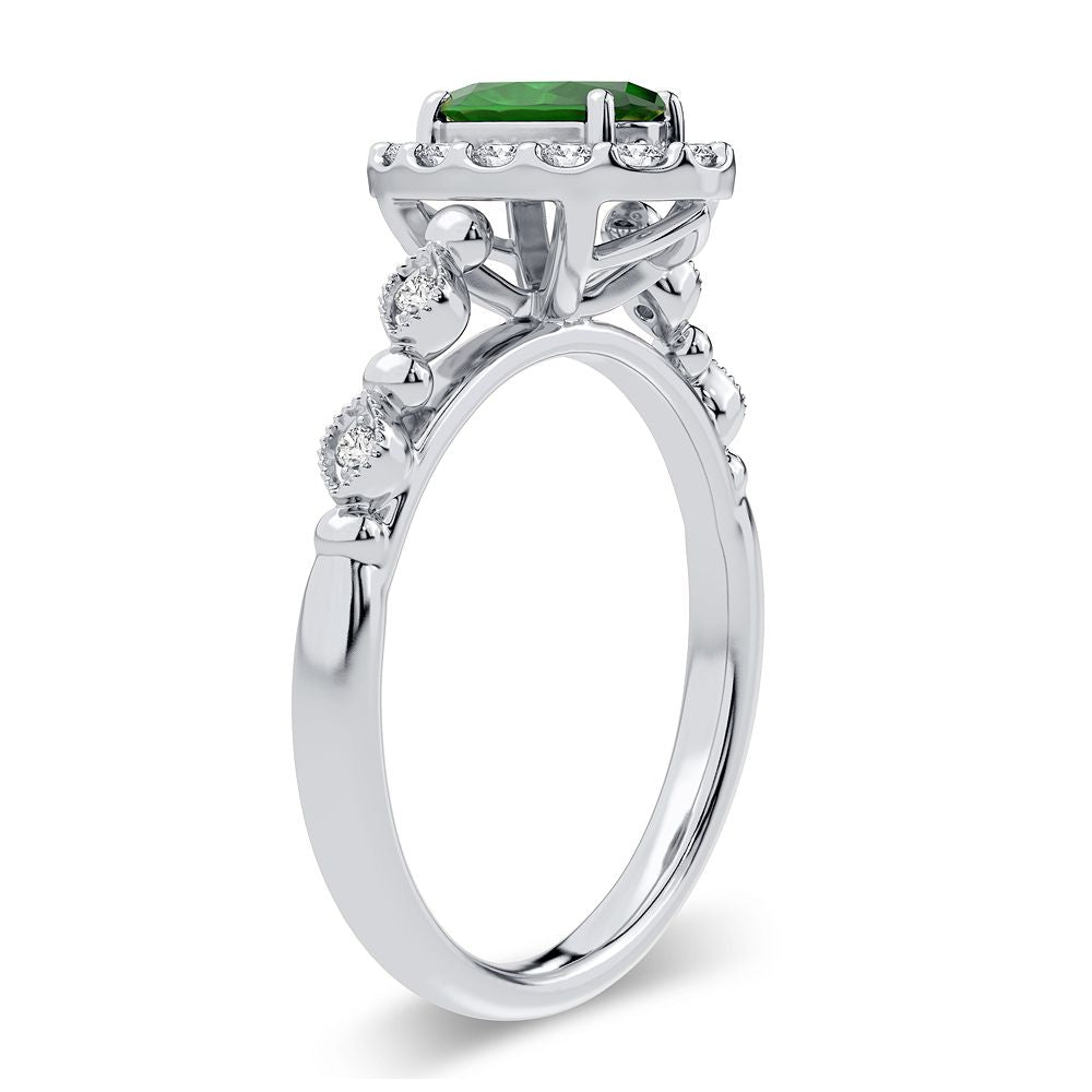 0.28 ct Emerald & Diamond Ring in 14K Gold