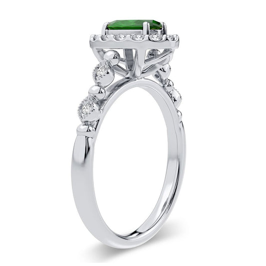 0.28 ct Emerald & Diamond Ring in 14K Gold