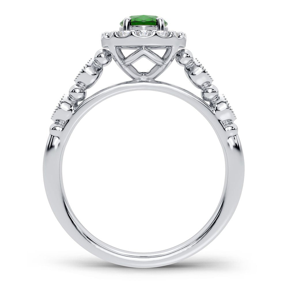 0.28 ct Emerald & Diamond Ring in 14K Gold