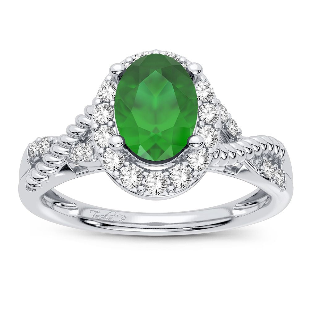 0.25 ct Emerald & Diamond Ring in 14K Gold