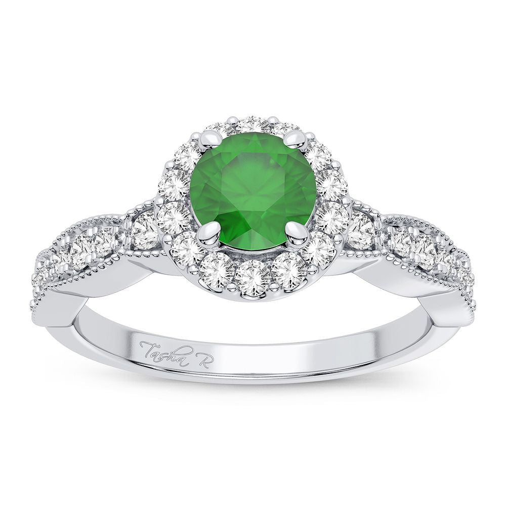 0.28 ct Emerald & Diamond Ring in 14K Gold
