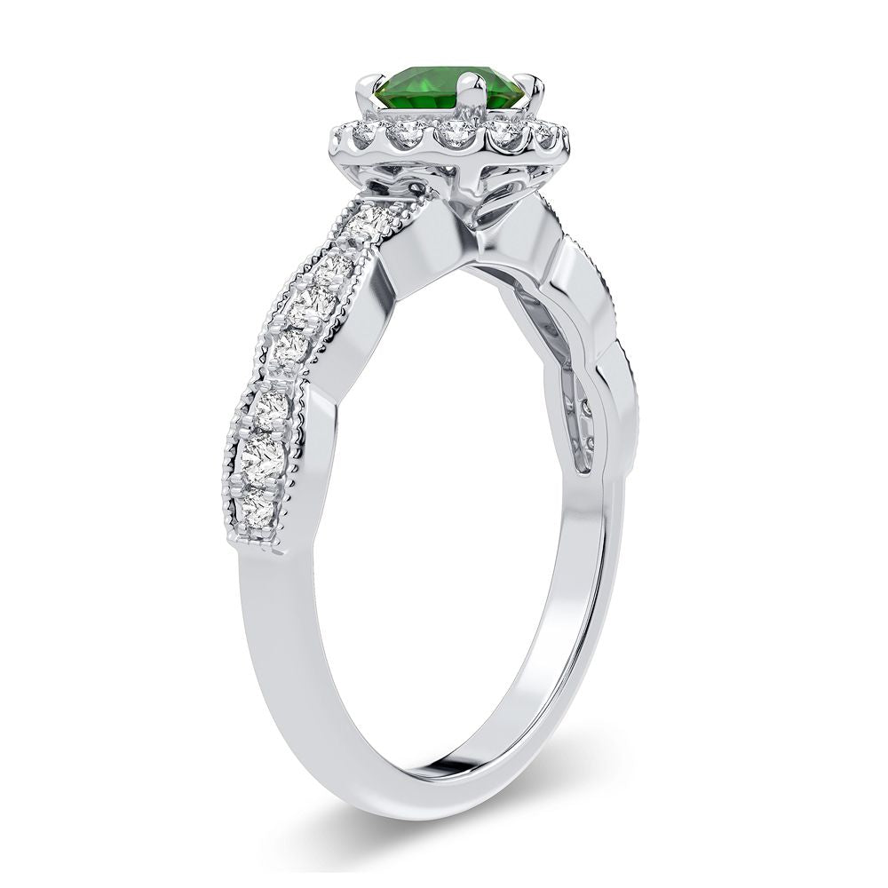 0.28 ct Emerald & Diamond Ring in 14K Gold