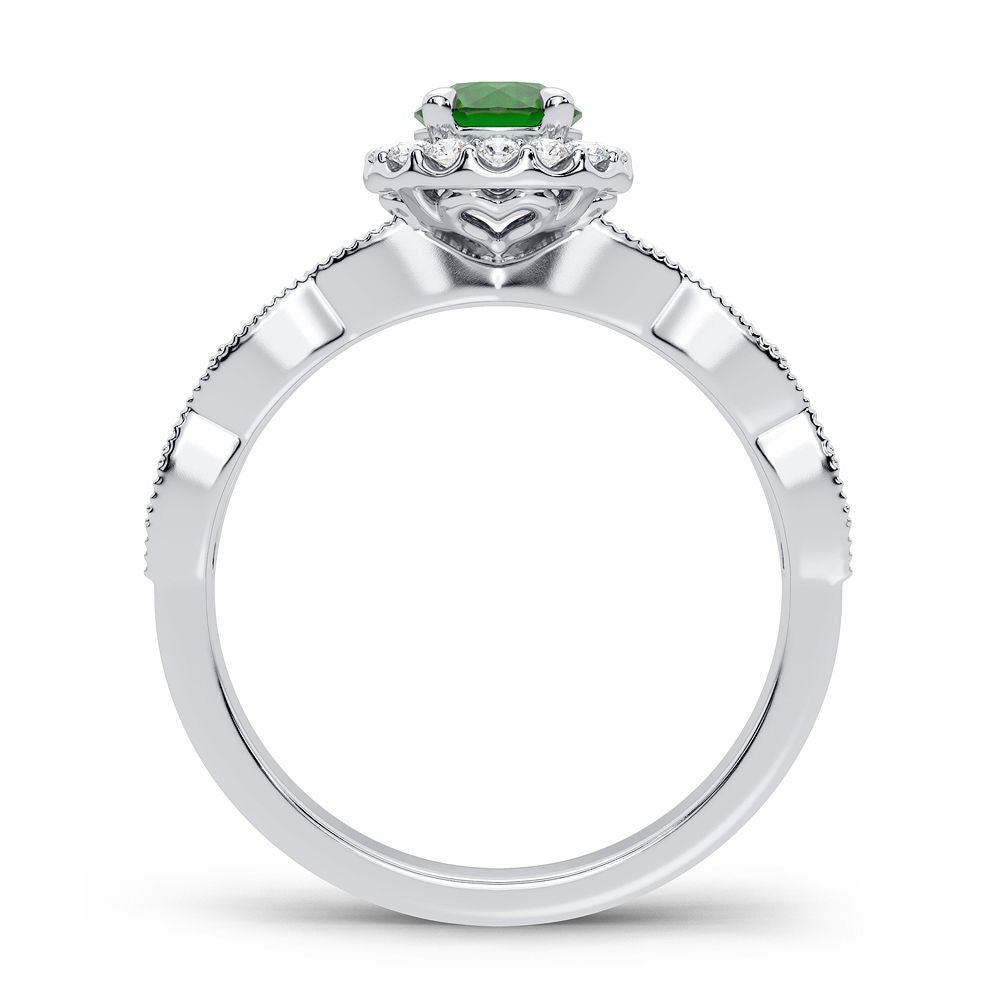 0.28 ct Emerald & Diamond Ring in 14K Gold