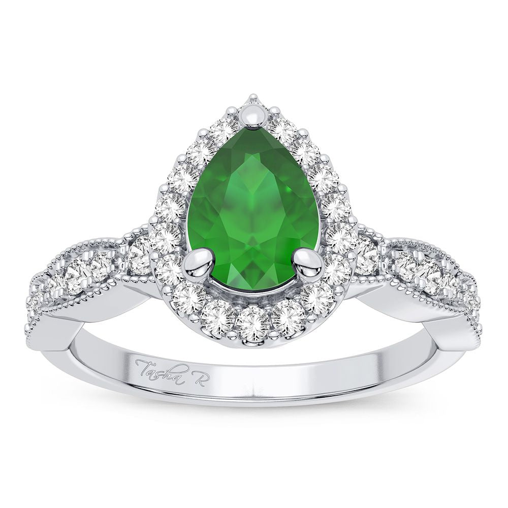 0.28 ct Emerald & Diamond Ring in 14K Gold