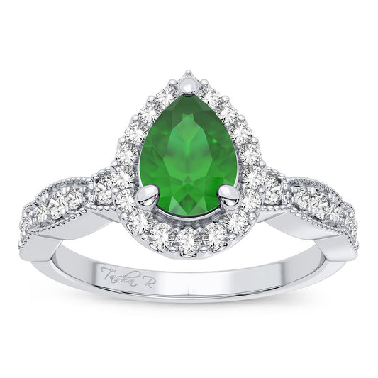 0.28 ct Emerald & Diamond Ring in 14K Gold