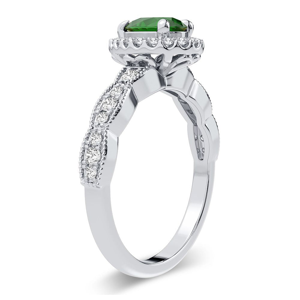 0.28 ct Emerald & Diamond Ring in 14K Gold