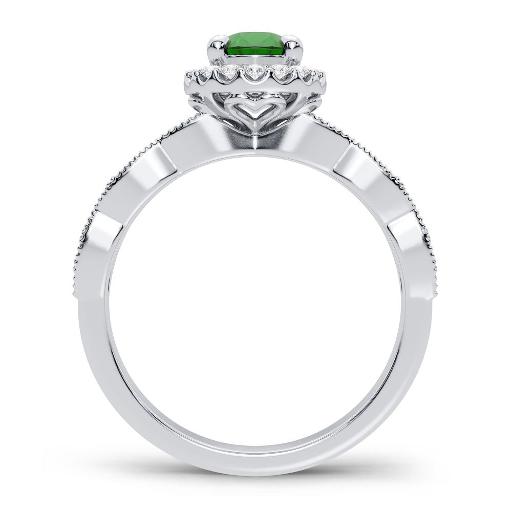 0.28 ct Emerald & Diamond Ring in 14K Gold