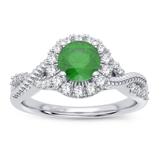 0.25 ct Emerald & Diamond Ring in 14K Gold