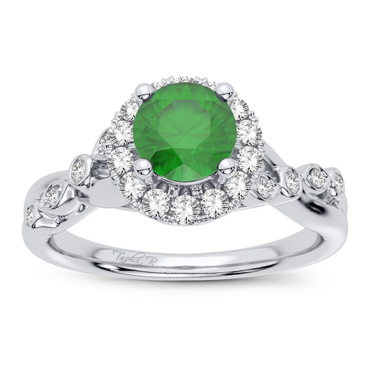 0.20 ct Emerald & Diamond Ring in 14K Gold