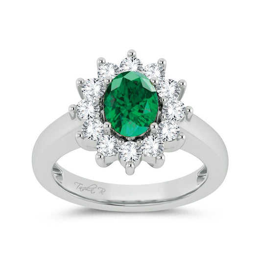 0.79 ct Emerald & Diamond Ring in 14K Gold