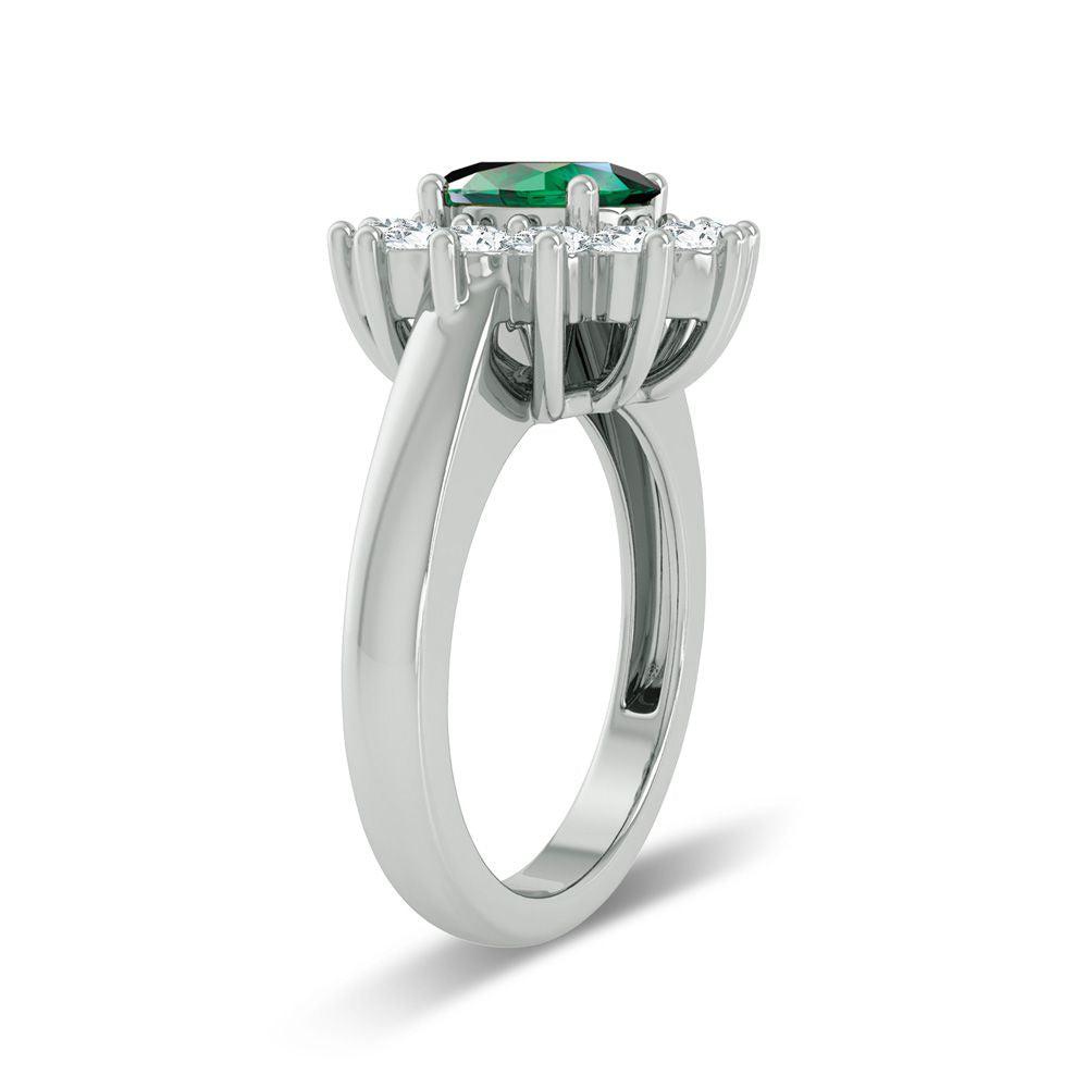 0.79 ct Emerald & Diamond Ring in 14K Gold