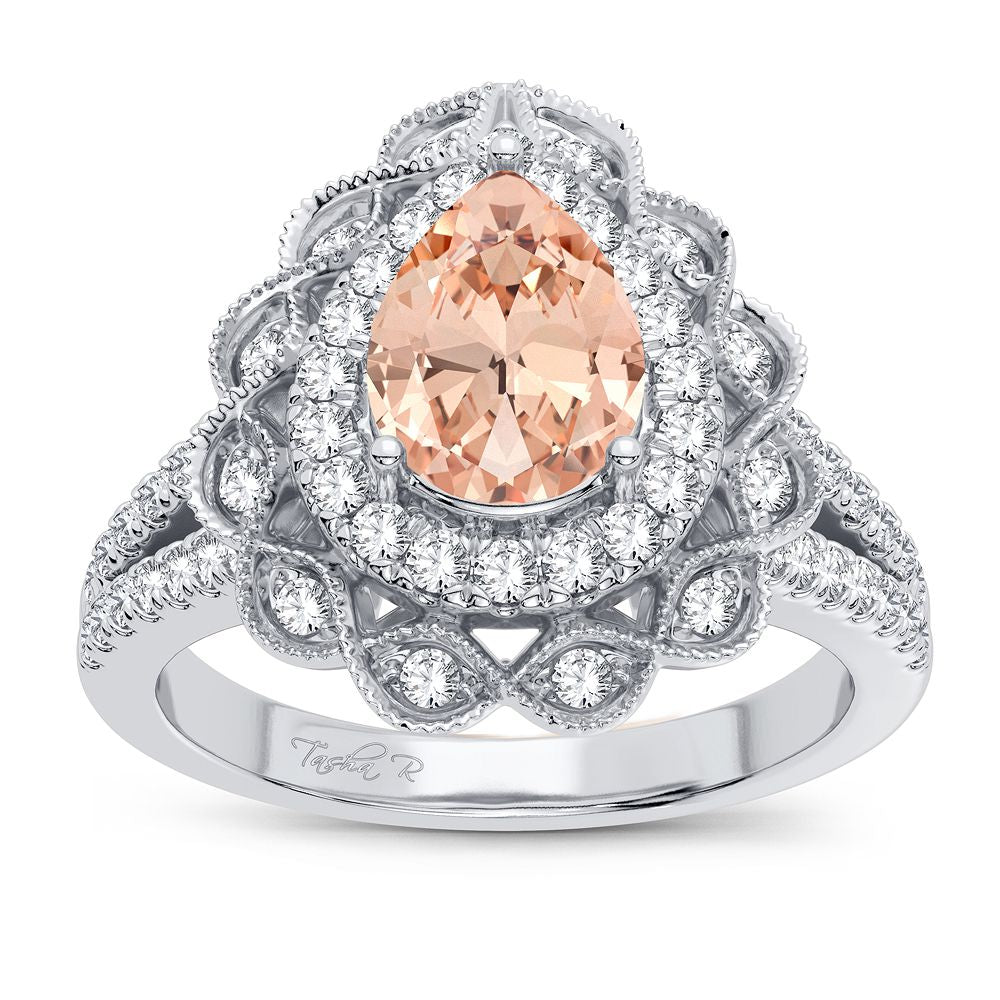 0.40 ct Morganite & Diamond Ring in 14K Gold