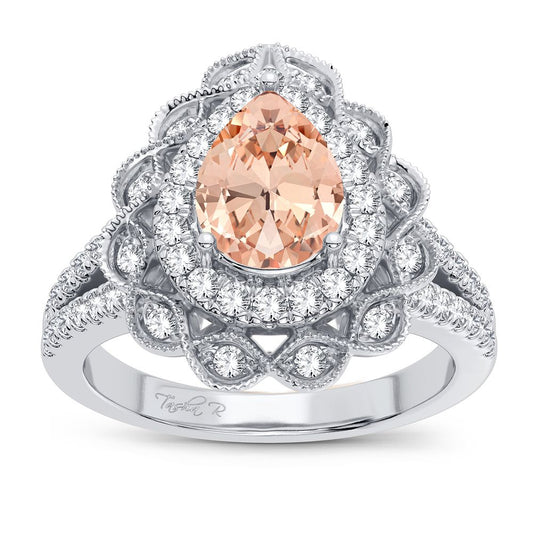 0.40 ct Morganite & Diamond Ring in 14K Gold
