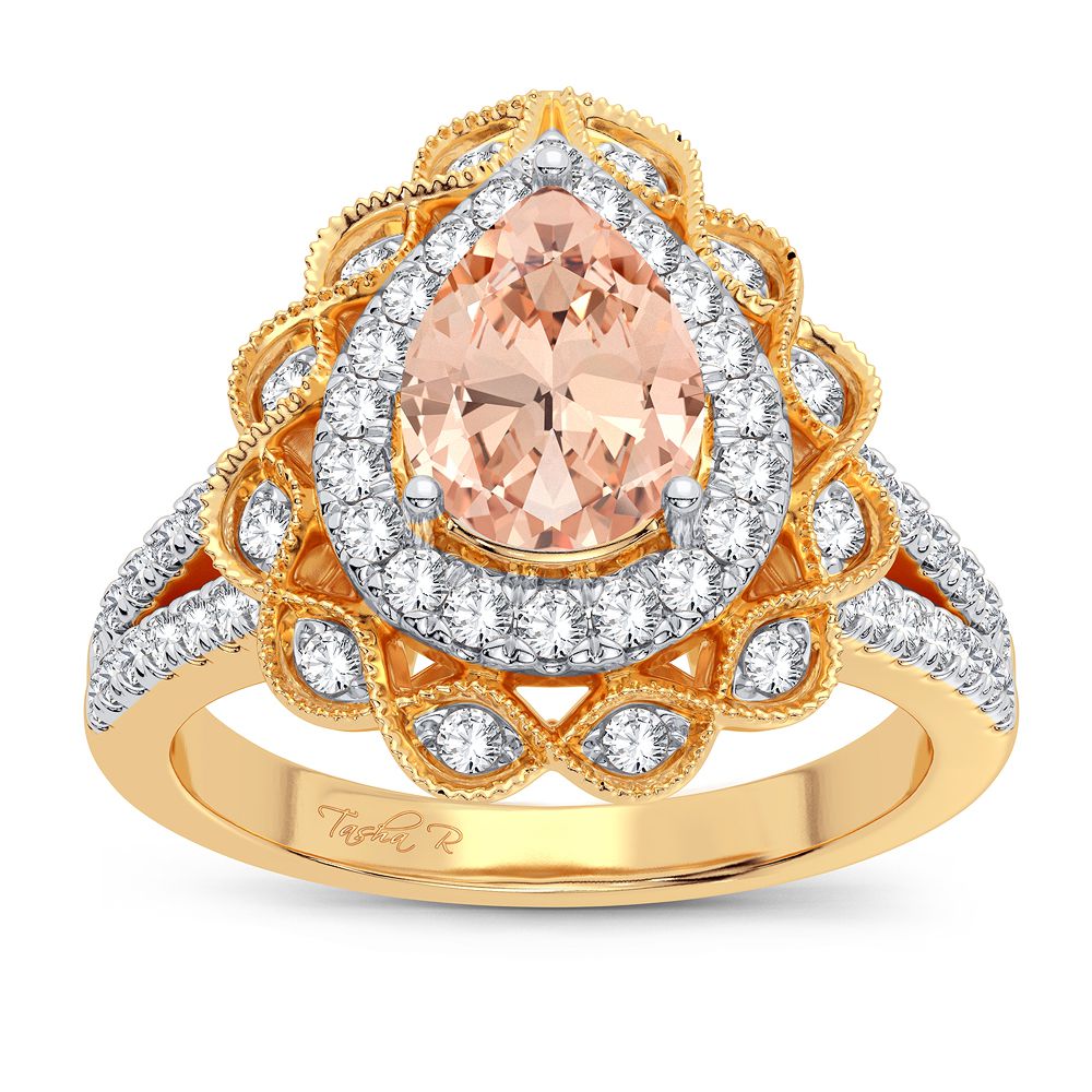 0.40 ct Morganite & Diamond Ring in 14K Gold