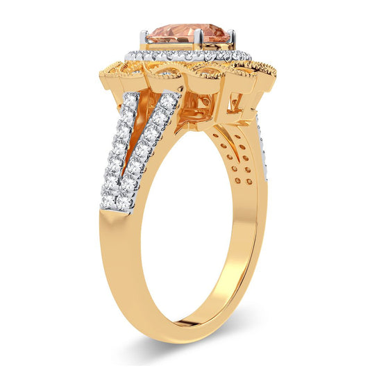 0.40 ct Morganite & Diamond Ring in 14K Gold