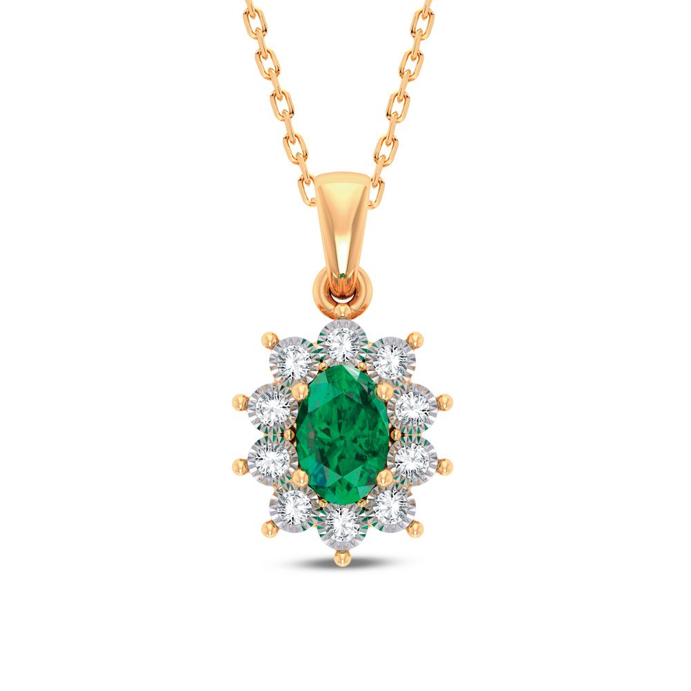 0.05 ct Emerald & Diamond Pendant in 10K Gold