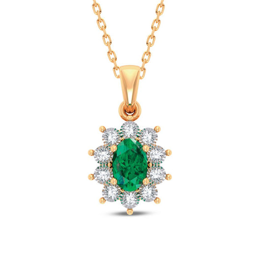 0.05 ct Emerald & Diamond Pendant in 10K Gold